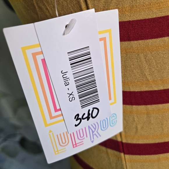 LULAROE | Julia Dress in Hot Stripes sz XS - Picture 4 of 8